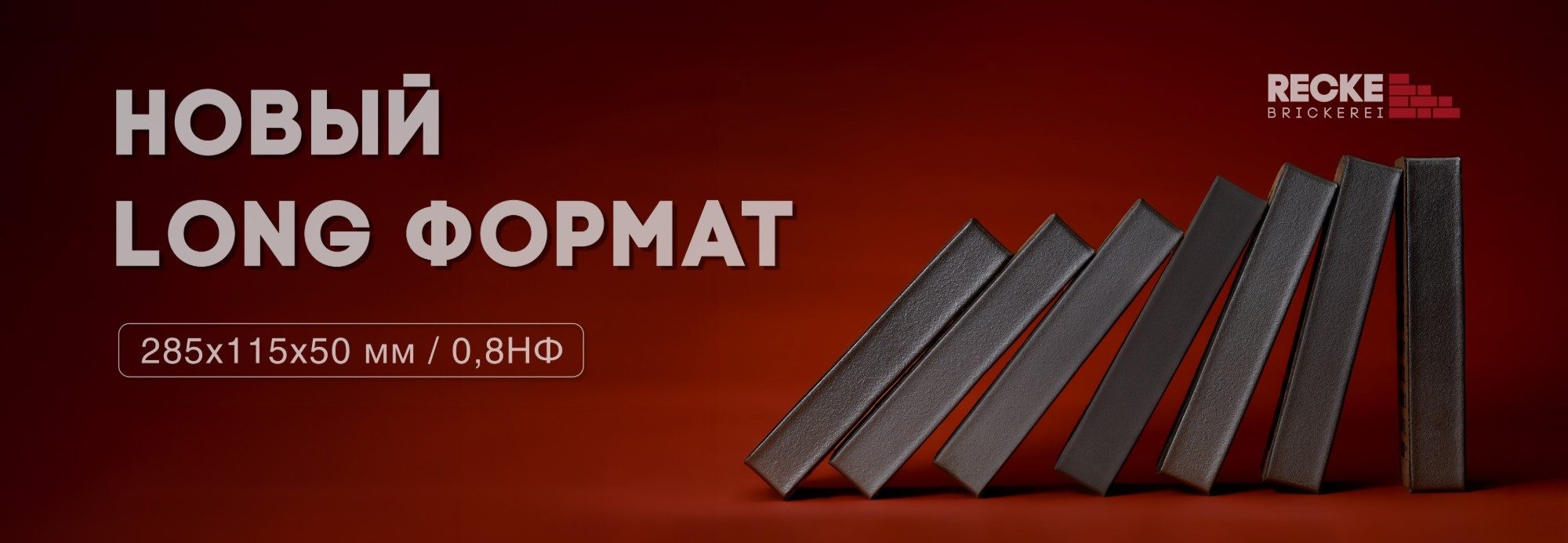 Новый LONG формат кирпича RECKE: 285 × 115 × 50 мм, 0,8 НФ